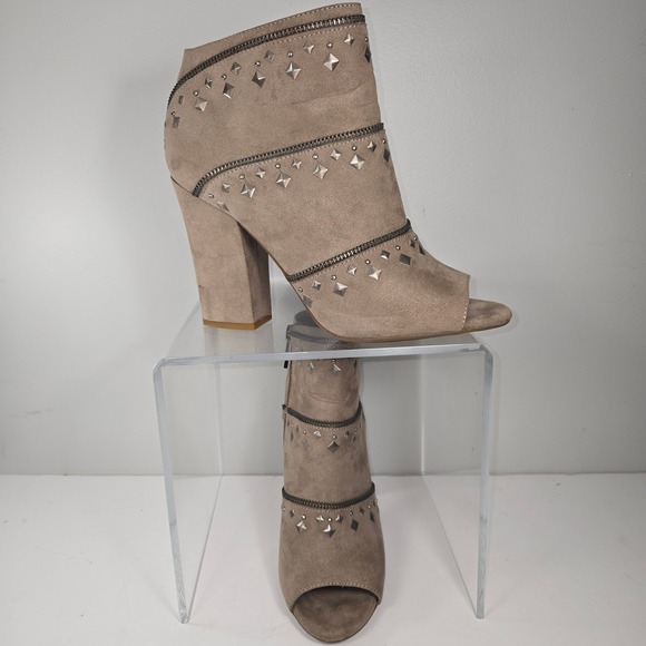 Jessica Simpson Shoes - Jessica Simpson Midara Suede Peep Toe Studded Ankle Boot Size 9M